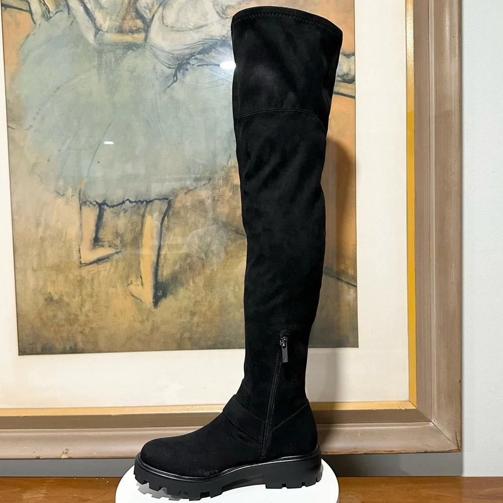 🌸MARC FISHER🌸 Ganven Lug Sole Biker Thigh-High Boots in Black  Size: 6M